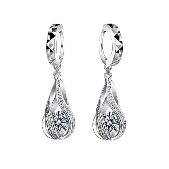 🌟 925 Sterling Silver Necklace And Earrings Set Tear Drop Cute Top Gift - Picture 2 of 7